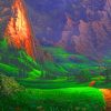 Green Nature Mountains paint by number