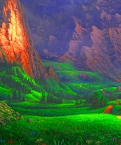 Green Nature Mountains paint by number