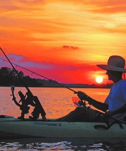 kayak fishing at sunset adult paint by numbers