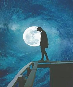 Lonely Man Moon Silhouette paint by number