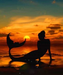 Mermaid Silhouette Sunset paint by number