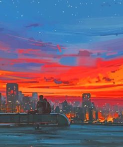 Orange Sky Anime Illustration paint by number