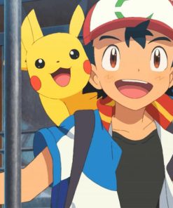 Pikachu And Ash Ketchum paint by number