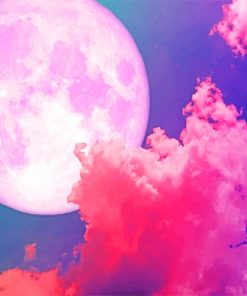 Pink Full Moon paint by number