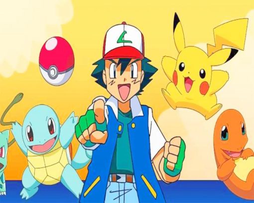 Pokemon Ash Ketchum And Pikachu paint by number