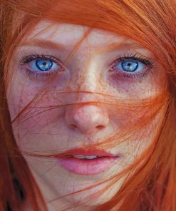 Red Head Girl With Blue Eyes Paint By Numbers