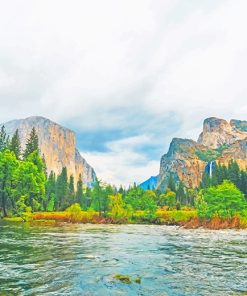 River Yosemite Valley California paint by number