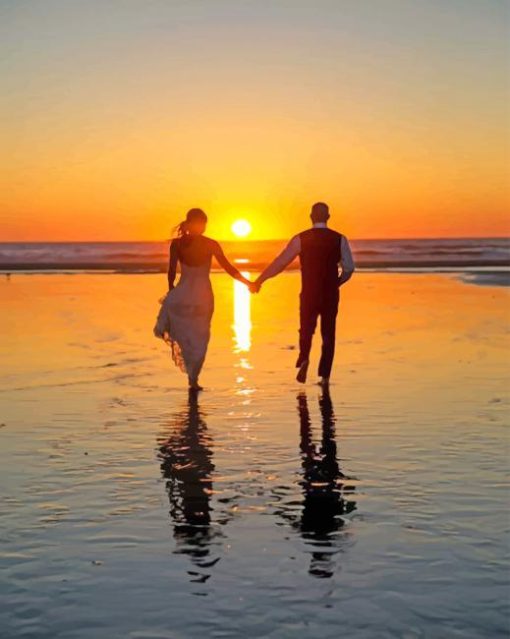 Romantic Couple at Sunset paint by numbers