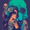 skull woman with her cat adult paint by numbers