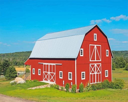 Traverse City Wedding Barn paint by number