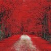 Trees Red Path paint by number