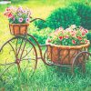 Vintage Bike Equipped Basket Flowers paint by number