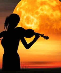 Violinist Moon Silhouette paint by number