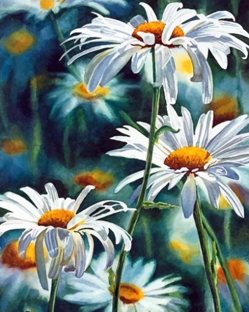 White Beautiful Flowers paint By Numbers