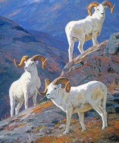 White Big Horned Sheeps Artwork paint by number