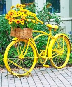 Yellow Bike With Flowers paint by numbers