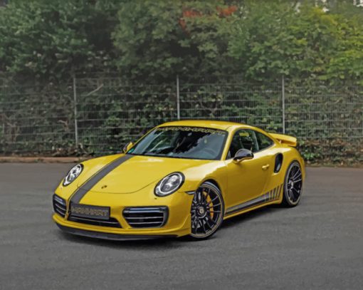 Yellow Porsche 911 Turbo paint by numbers