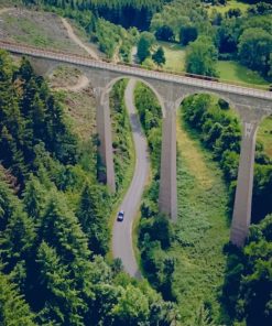 Aerial View Of Gray Concrete Bridge paint by numbers