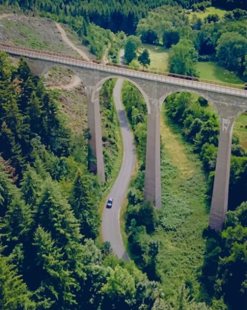 Aerial View Of Gray Concrete Bridge paint by numbers