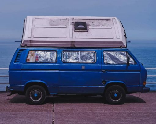 Blue Van With Container Roof paint by numbers