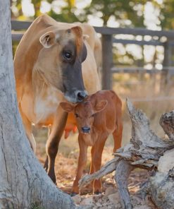 Cattle With Her Baby paint by numbers