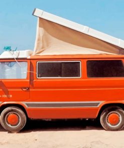 Orange Van On Beach paint by numbers