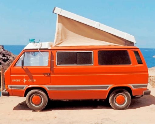 Orange Van On Beach paint by numbers