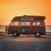 Orange And Black Van Parked On Shore paint by numbers