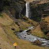 Traveler Walking On Water Slope Near Waterfall paint by numbers