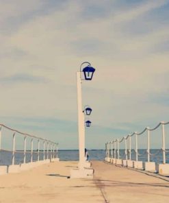 White Lamp Post Near Ocean paint by numbers