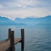 Wooden Dock On Sea In Foggy Weather paint by numbers