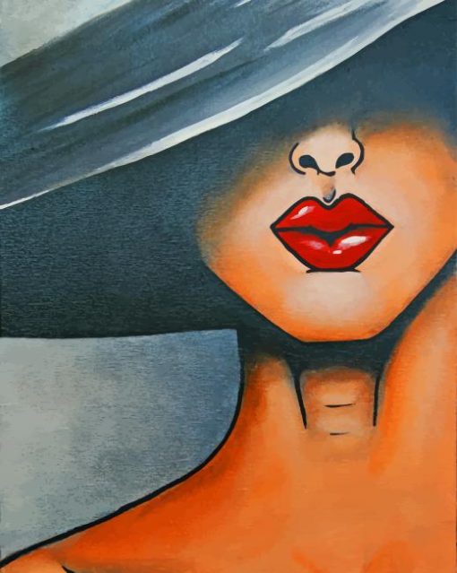 Beautiful Girl With Red Lips paint by numbers