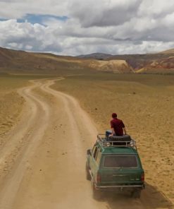 Car With Man On Top Driving On Desert Road paint by numbers