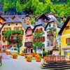 Colorful Houses Hallstat Austria paint by numbers