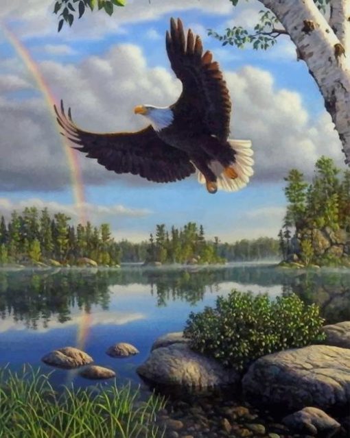 Eagle Art Painting Rainbow paint by numbers