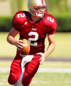 Football Player With Ball Running On Green Field During Daytime paint by numbers