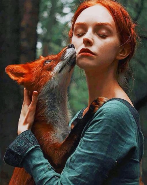 Girl With Red Hair And Fox paint by numbers