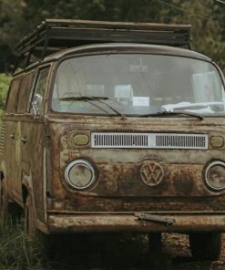 Gray Volkswagen Kombi In Forest paint by numbers