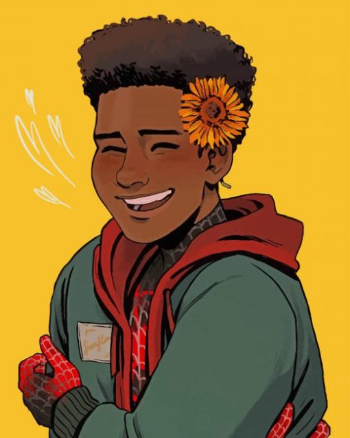 Miles Morales Sunflower paint by numbers