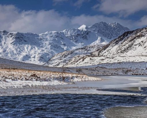 Snow Covered Peaks In Snowdonia paint by numbers