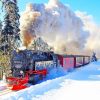 Train In Snow Steam Locomotive Moscow paint by numbers