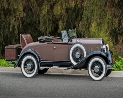 Vintage Brown Coupe Car paint by numbers