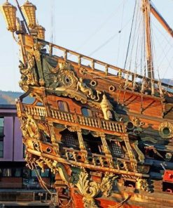 Wooden Old Ship paint by numbers