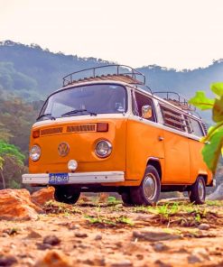 Yellow Van During Daytime In Nature paint by numbers