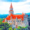 Orange Roof Of A Castle Building paint by numbers