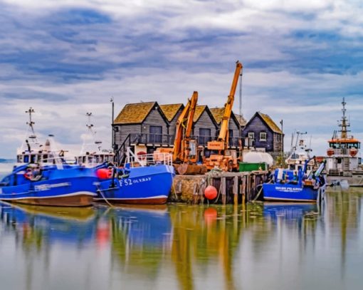 Blue Ships Paint By Numbers