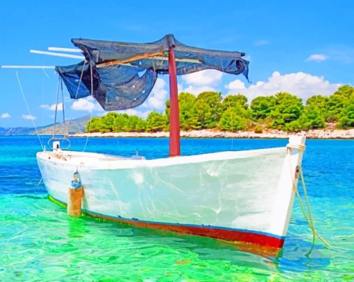 Boat In Croatian Beach paint by numbers