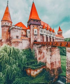 Castelul Corvinilor Castle In Hunedoara Romania paint by numbers