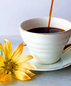 Coffee Cup With Flower paint by numbers