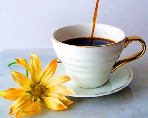 Coffee Cup With Flower paint by numbers